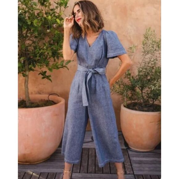 Gal Meets Glam Billie Chambray Jumpsuit Sz. 0 - Picture 1 of 6